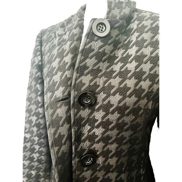 Donna Degnan Long Sleeve Button Front Houndstooth Patterned Blazer Size 8 - Picture 5 of 11